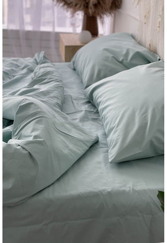 Sage green cotton bedding set