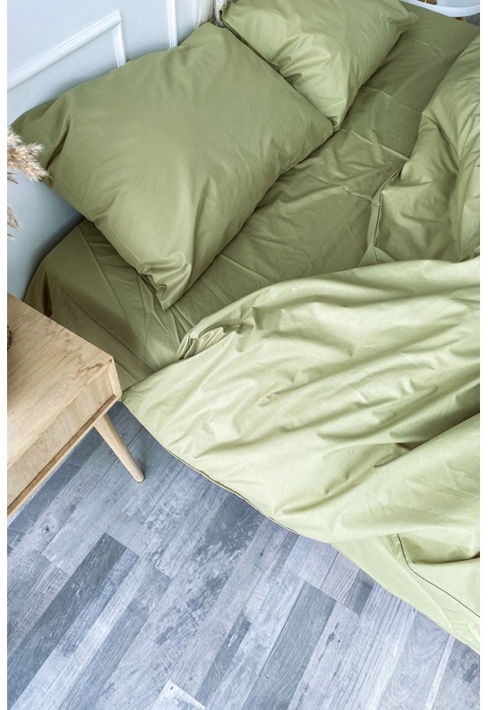 Cotton bedding set in Light olive