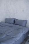 Sateen cotton bedding set in striped sage blue

