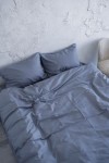 Sateen cotton bedding set in striped sage blue
