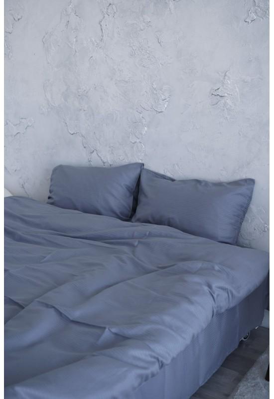 Sateen cotton bedding set in striped sage blue
