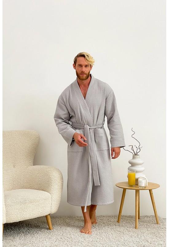 Waffle cotton robe for men
