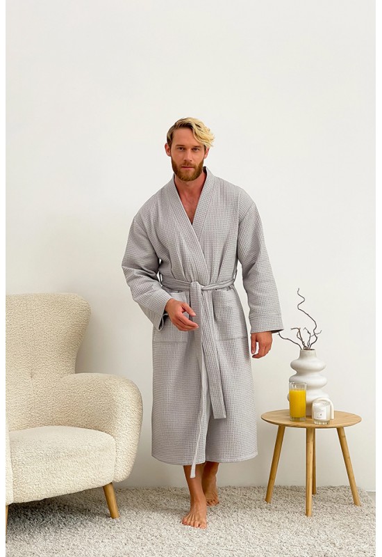 Mens Waffle cotton robe Bathrobe men loungewear