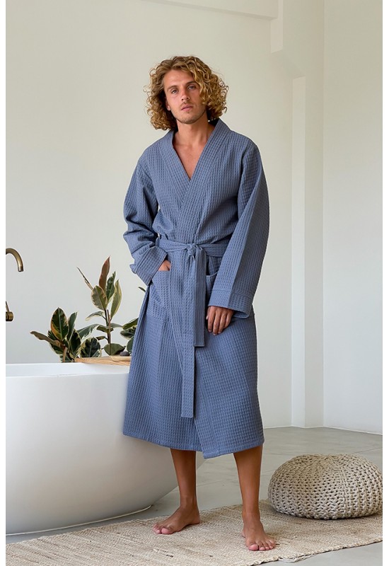 Mens Waffle cotton robe Bathrobe men loungewear