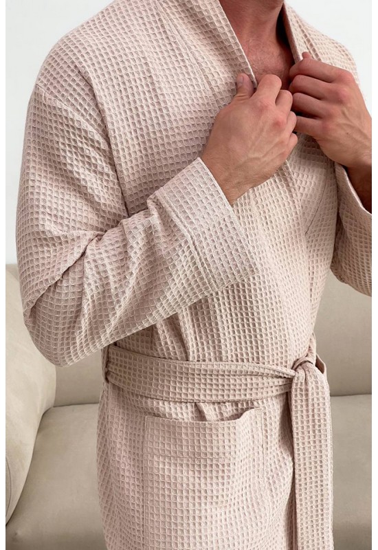 Mens Waffle cotton robe Bathrobe men loungewear