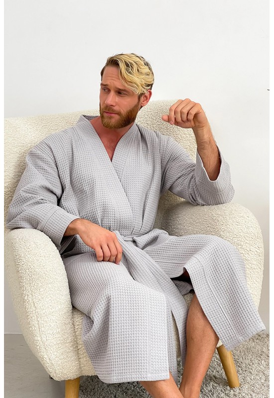 Mens Waffle cotton robe Bathrobe men loungewear