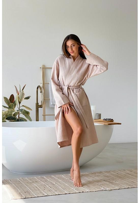 Waffle cotton robe Kimono bathrobe for women Spa