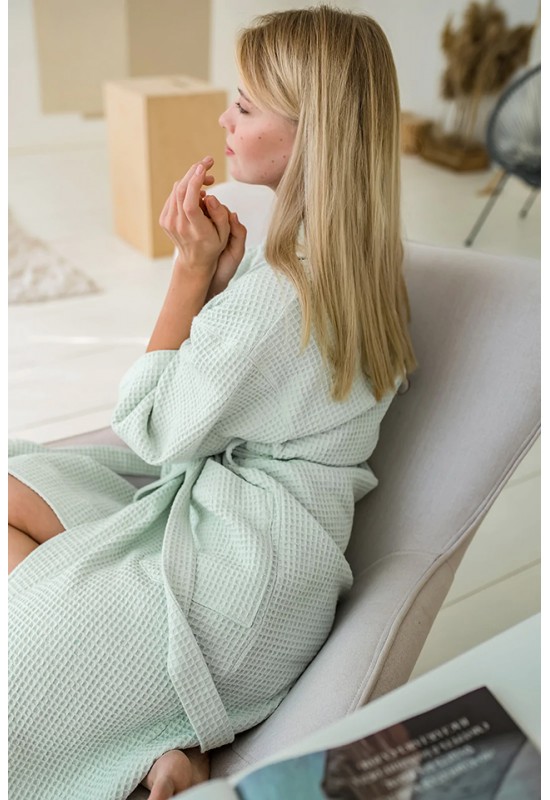 Waffle cotton robe Kimono bathrobe for women Spa