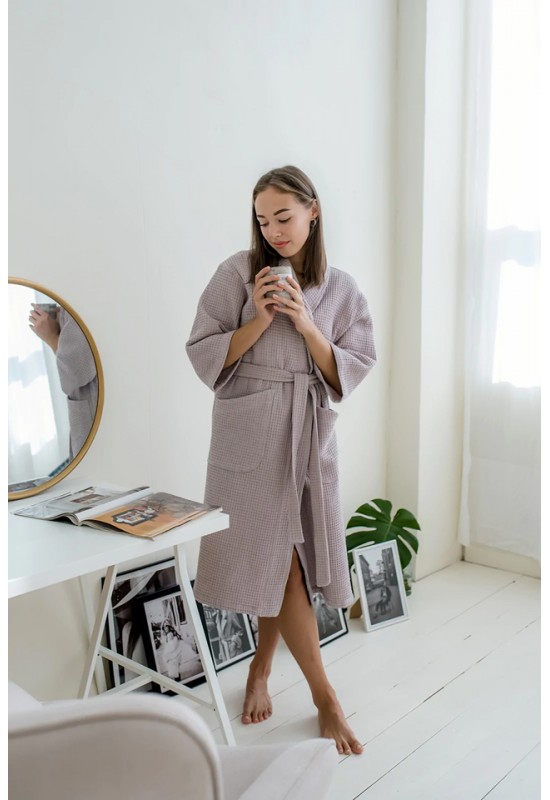 Waffle cotton robe Kimono bathrobe for women Spa