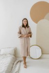 Waffle cotton robe Hooded bathrobe for women 