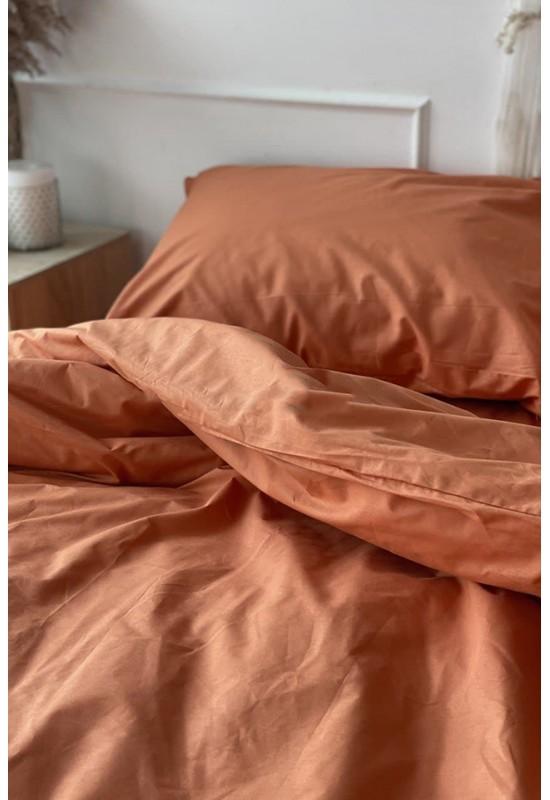 Cotton bedding set 4 pcs in Burnt orange
