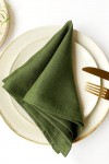 Moss Forest Green Linen Cloth Napkins