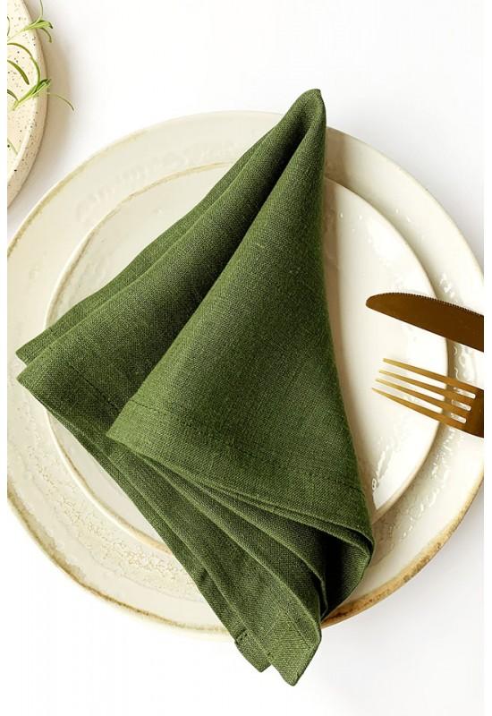 Moss green linen napkins wedding dinner table bulk