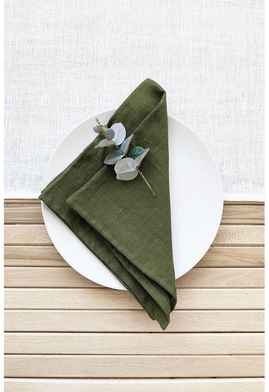 Moss Forest Green Linen Cloth Linen napkins