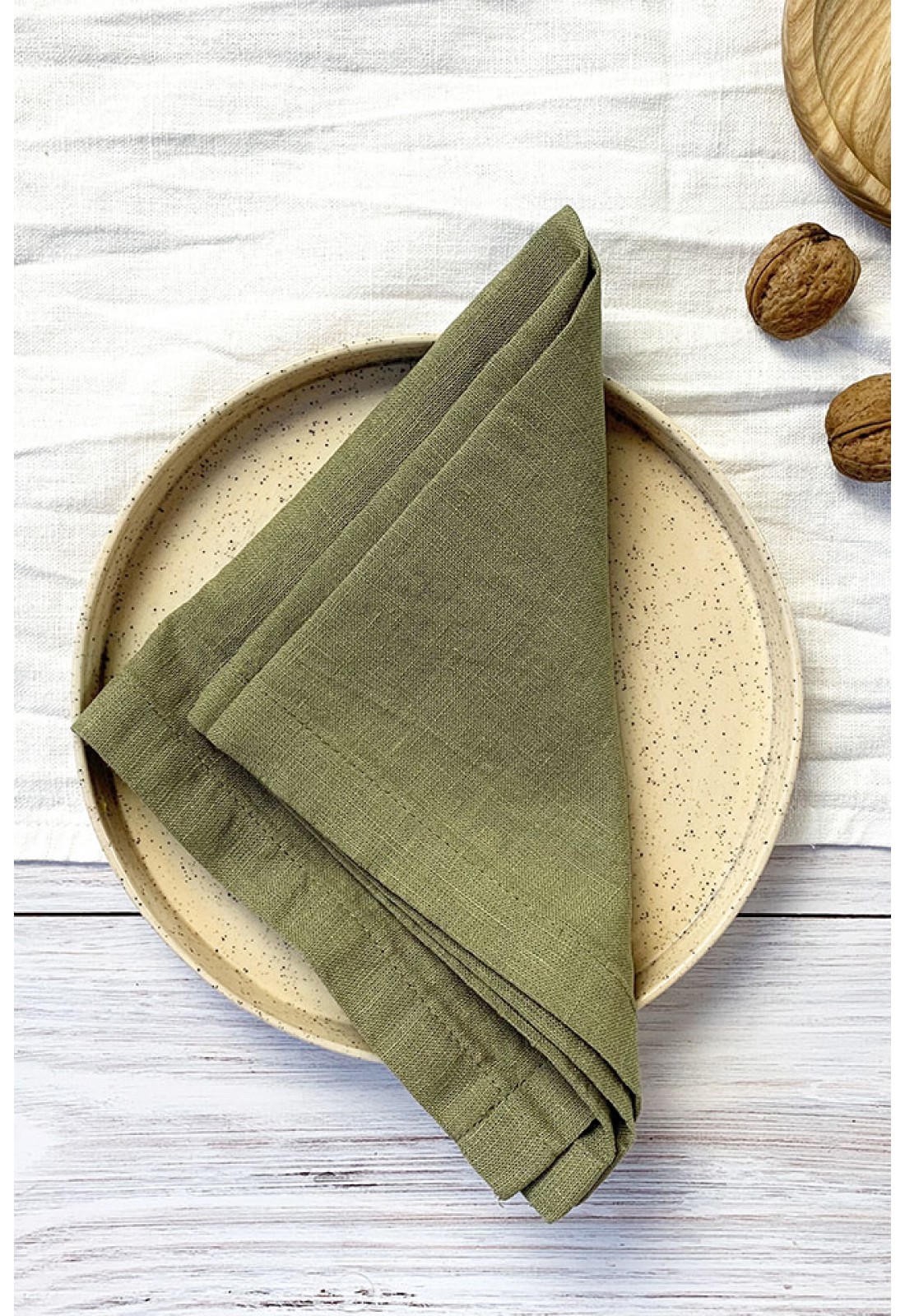 Linen Cloth Napkins in Moss Olive Green for Weddings and Dinners