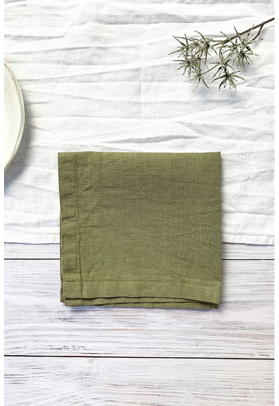Linen Cloth Napkins in Moss Olive Green 