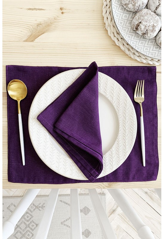 Deep Purple - Violet Linen Cloth Table Placemat