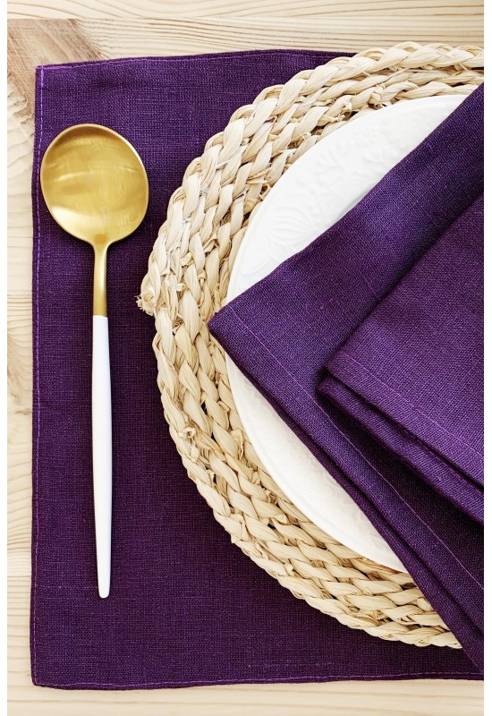 Deep Purple - Violet Linen Cloth Table Placemat