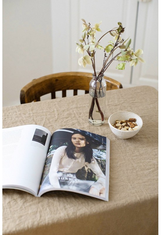 Golden Brown Linen Tablecloth