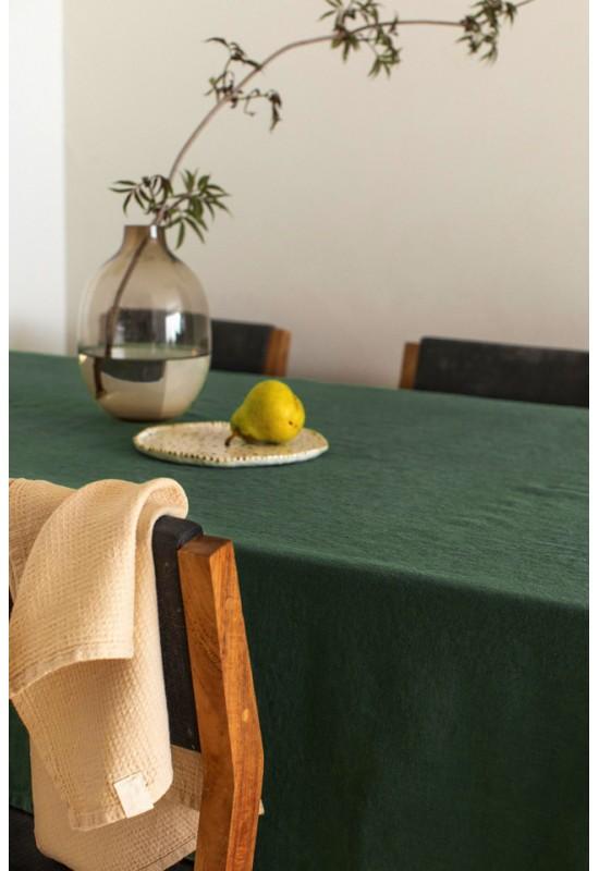 Dark - Emerald Green Linen Tablecloth