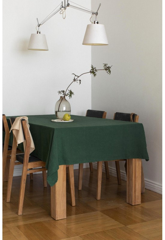 Dark - Emerald Green Linen Tablecloth