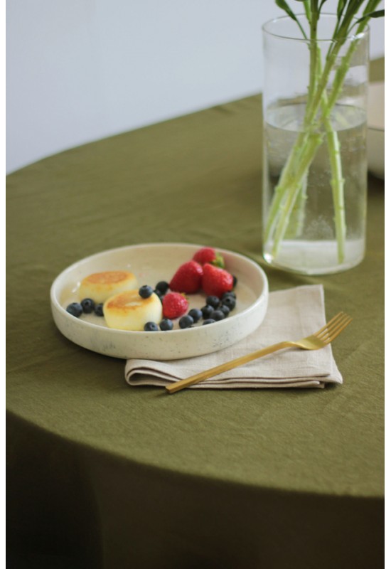 Dark Forest Green Linen Tablecloth