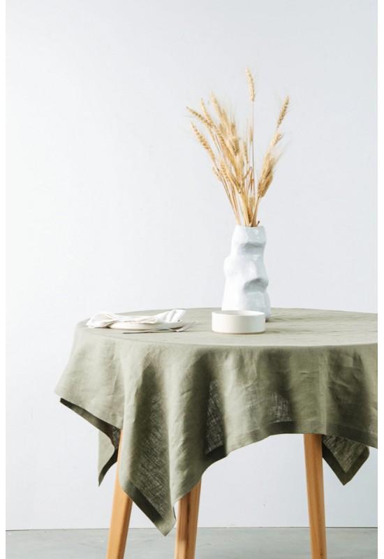 Linen tablecloth in Olive