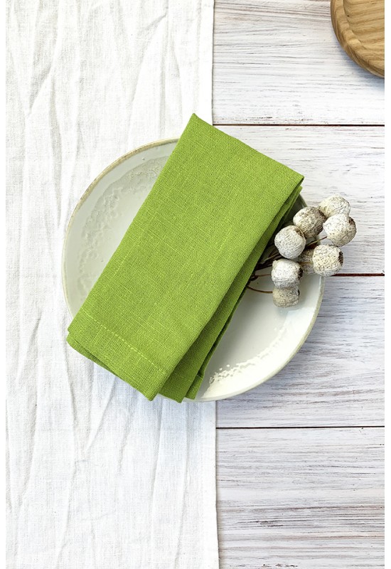 Chartreuse Light green linen cloth napkins