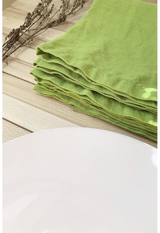 Linen Cloth Napkins for Dinner Chartreuse Light Green Table Setting