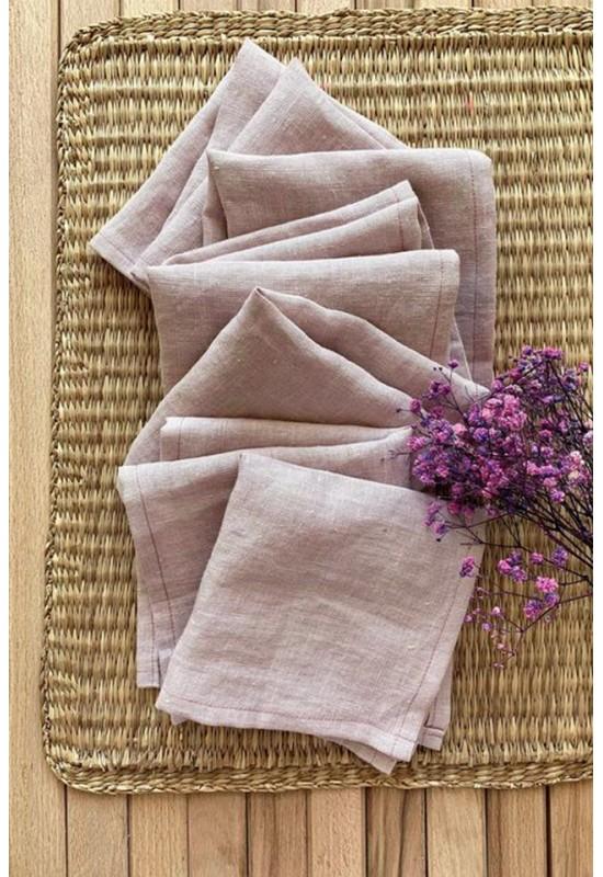 Dusty pink Wood rose linen napkins Mauve Wedding