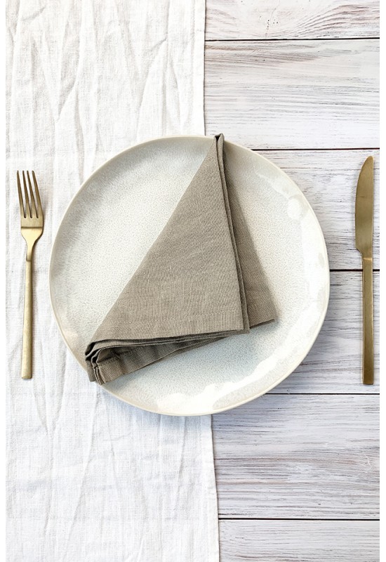 Sand Beige Linen Cloth Napkins 