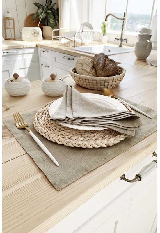 Sand Beige Linen Cloth Napkins for Weddings, Dinners