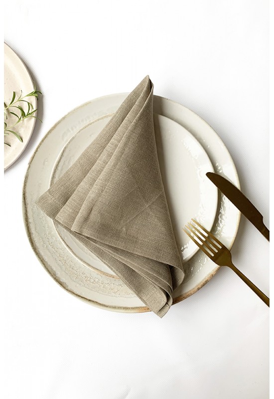 Sand Beige Linen Cloth Napkins 