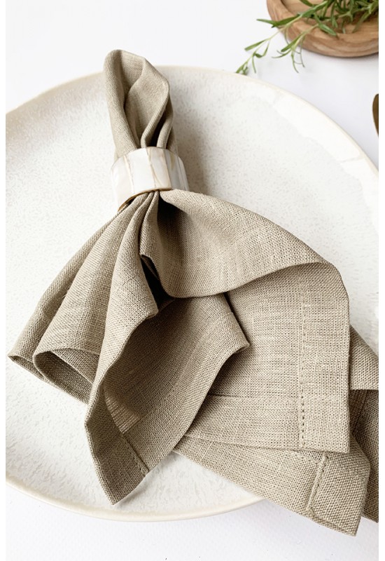 Sand Beige Linen Cloth Napkins 