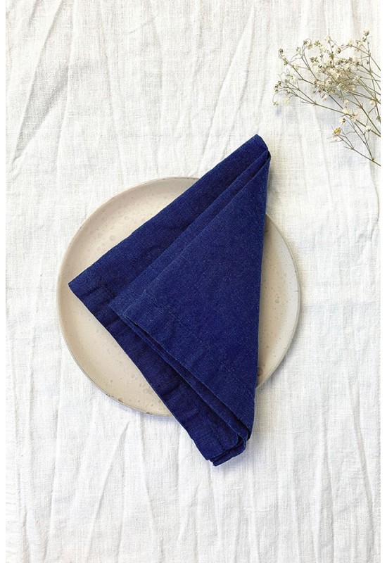 Indigo Royal Blue Linen Cloth Napkins 