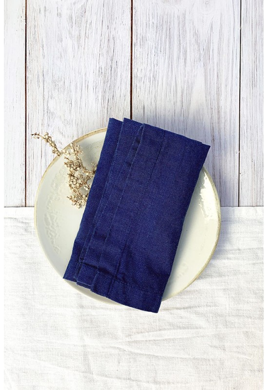 Indigo Royal Blue Linen Cloth Napkins 