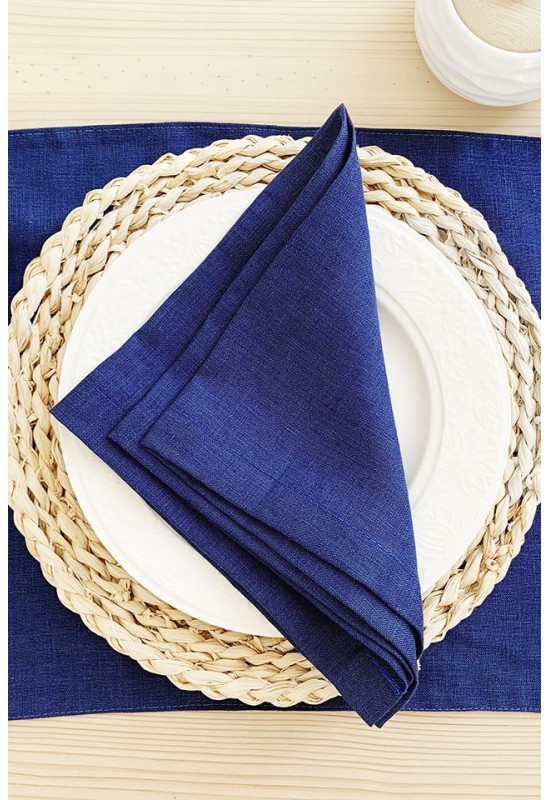 Indigo Royal Blue Linen Cloth Napkins 