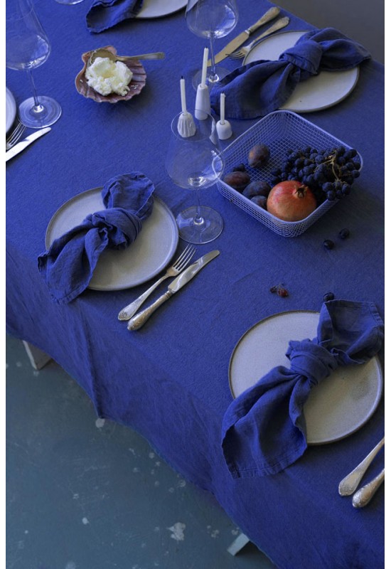 Indigo Royal Blue Linen Cloth Napkins 