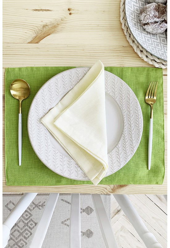 Chartreuse Light Green Linen Cloth Table Placemats