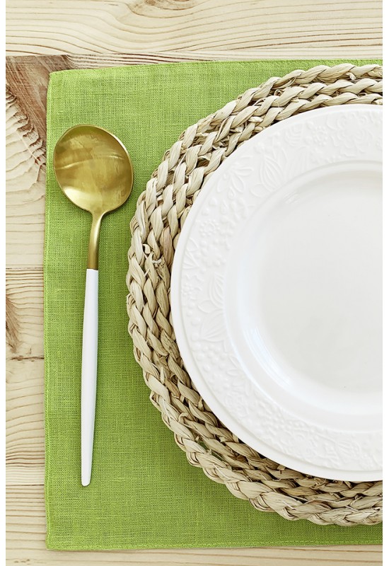 Chartreuse Light Green Linen Cloth Table Placemats