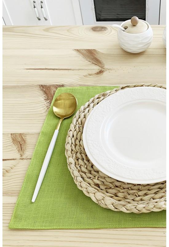 Chartreuse Light Green Linen Cloth Table Placemats