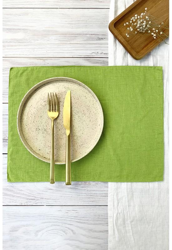 Linen table placemats Chartreuse green