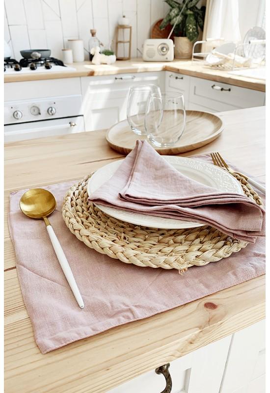 Dusty Pink | Wood Rose Linen Table Placemats 