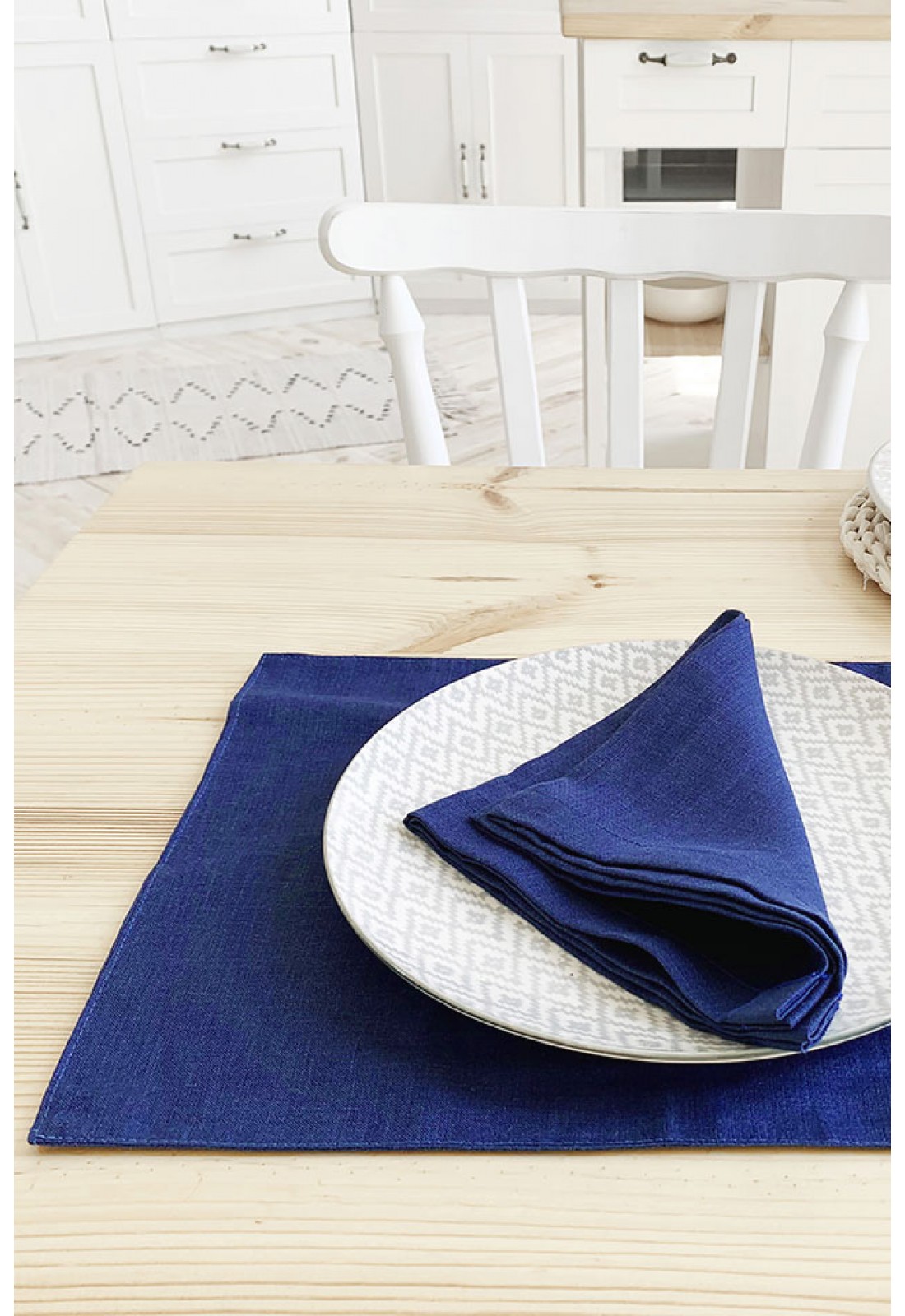 Indigo Royal Blue Linen Cloth Table Placemats Dining Table