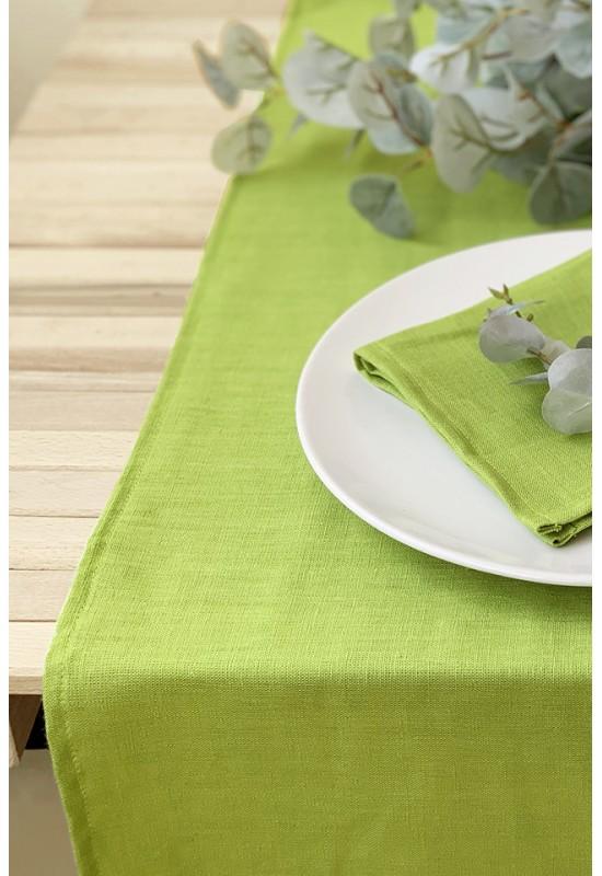 Linen table runner in Chartreuse green