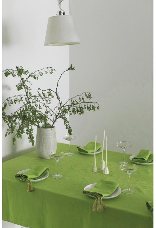 Linen tablecloth in Chartreuse green