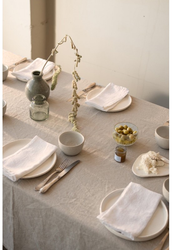 Sand Beige Linen Tablecloth