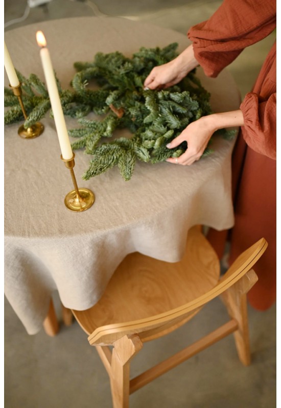 Sand Beige Linen Tablecloth