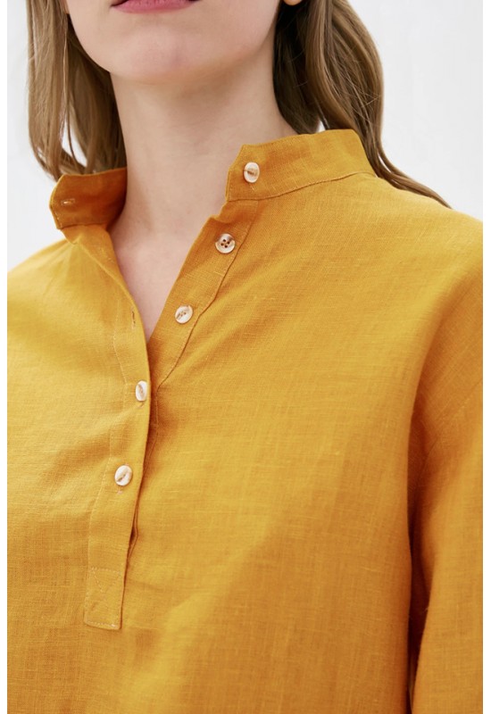 Linen loose shirt for women Half buttons