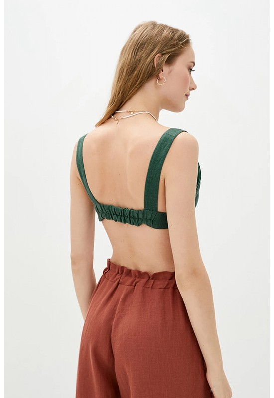 Sleeveless linen crop top Bralette 